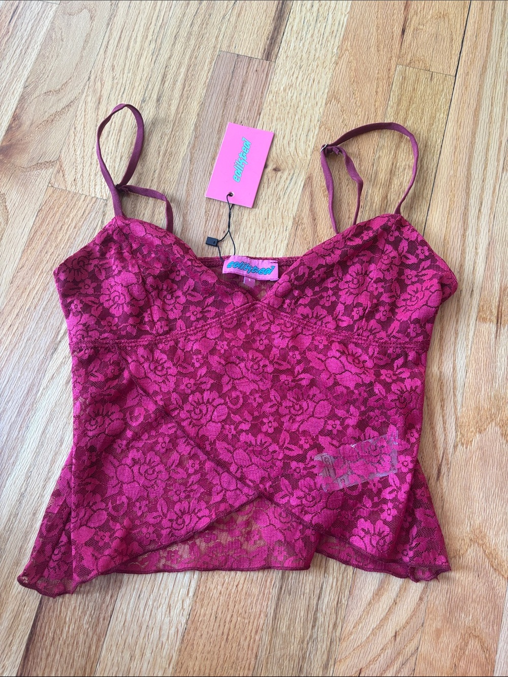 Burgundy Lace Camisole Tank Top
